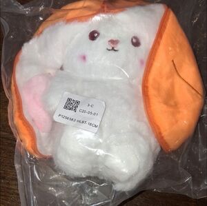 Orange and White Plush Bunny for Small Pets